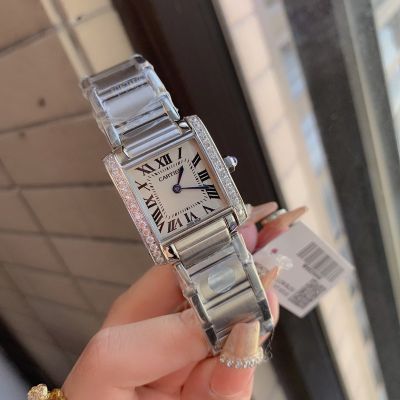 Cartier France Tank 25*20/30*25MM With Diamond Bezel Women Square Watch
